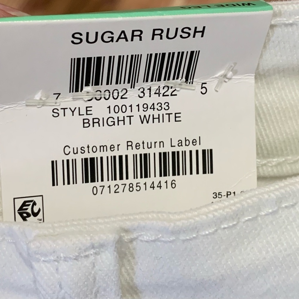NWT INC DENIM WOMENS WIDE LEG HIGH RISE CROP BRIGHT WHITE FRAYED 8/29 - Picture 8 of 9
